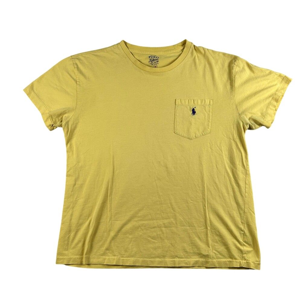 Polo Ralph Lauren Shirt Mens Medium Yellow Short Sleeve Pocket Pony Logo